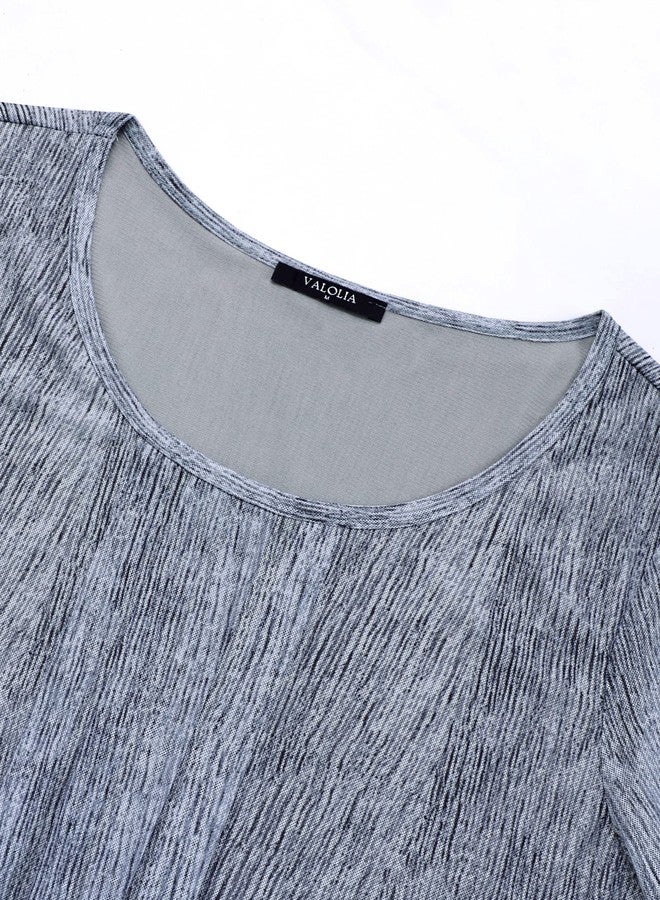 VALOLIA Womens Tops 3/4 Sleeve Tunic Tops for Women Loose Fit Scoop Neck Blouses for Women Work Clothing Fashion 2024 Formal Women Tops Business Clothes Work Office Lightweight Tunics Black Grey L - Image 3